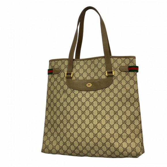 Gucci GG Supreme Sherry Line Tote Bag, Size 39 02 091, Brown, Women's - Picture 1 of 10